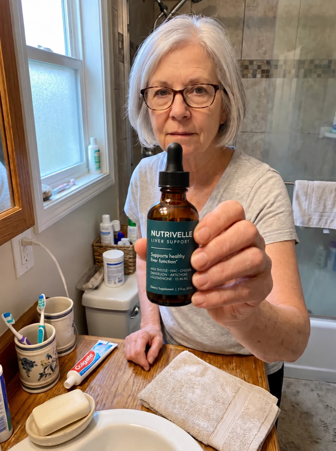 Ellen in the supplied customer portrait with the product label rebranded to Nutrivelle