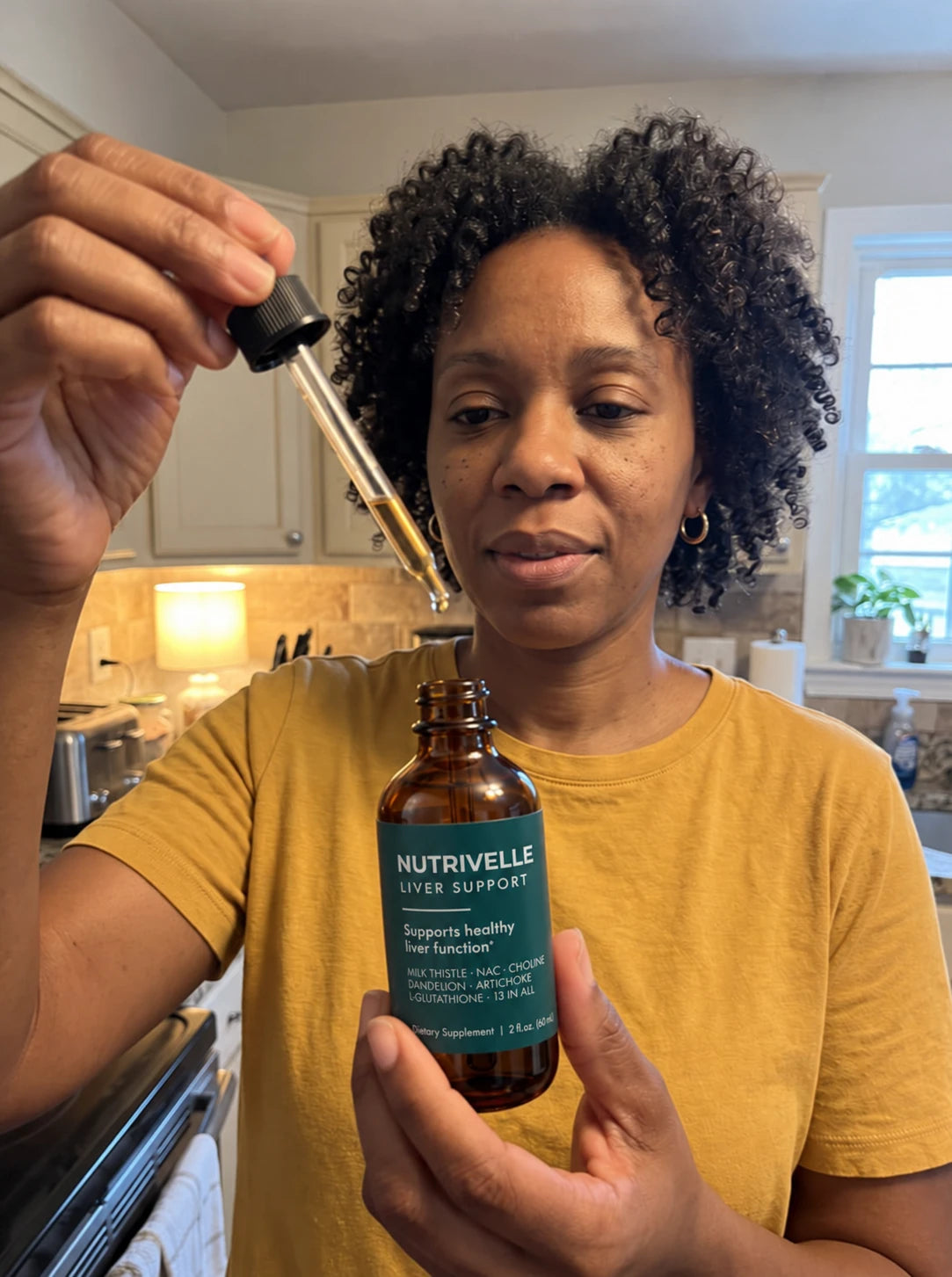 Nicole in the supplied customer portrait with the product label rebranded to Nutrivelle